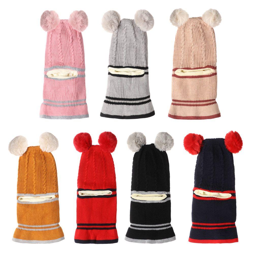 Masked Cap Winter Warm Baby Beanie Hat Cartoon Balaclava Hat Children Knitted  Cap Neck Face Guard