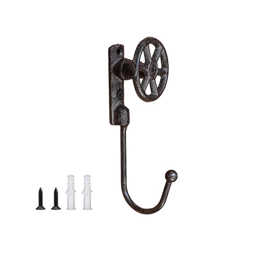 

Heavy Duty Wheel Shape Hook Rustic Coat Hanger Creative Wall Hanging Hook Courtyards темно-коричневого кольору