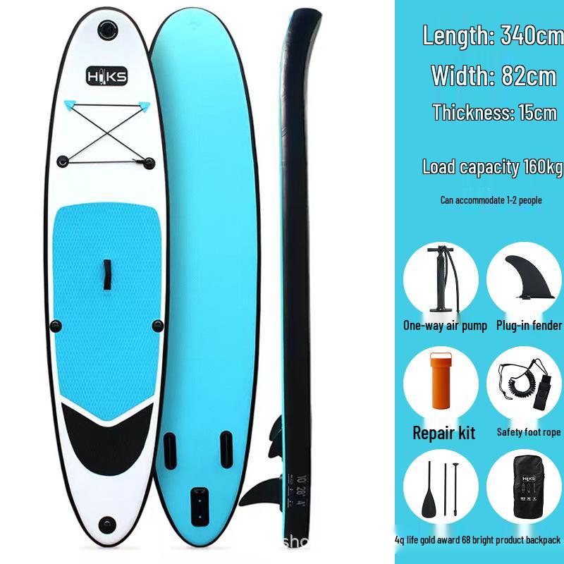 

Утолщенная надувная доска для серфинга, гонок и йоги - Портативная мягкая доска для воды. Blue White Double Layer 340*82*15