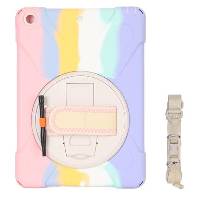 Tablet Case Silicone Hard PC Precise Cutouts Adjustable Strap Rotating Kickstand Case for IOS