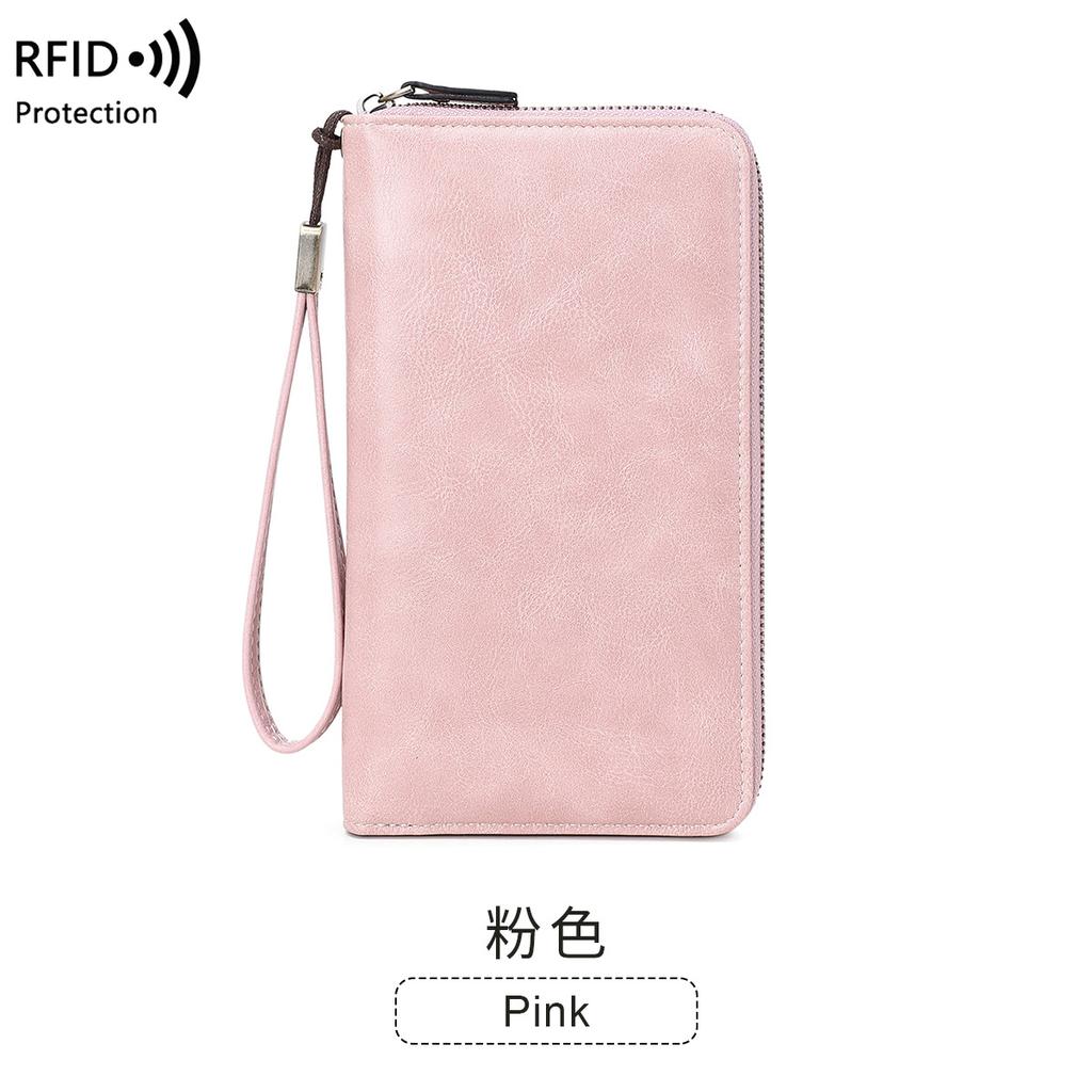 New anti-theft brush women's wallet large capacity clutch bag retro multi-card long wallet