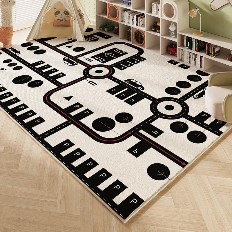 Crystal Pile Carpet Kids Room Soccer Game Rug Living Room Bedroom Playground Washable Carpet Dirt-resistan Non-slip Mats