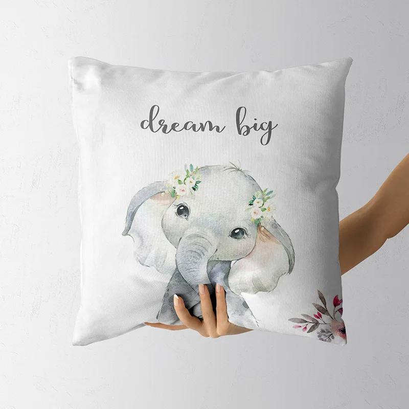 Cute Rabbit Giraffe Animals Children Room Decor Polyester  Cushion Cover Sofa Pillow  Home Decoration Throw Pillowcase