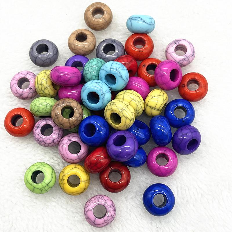 20pcs 14mm Mix Colour Big Hole Acrylic Beads Spacer Loose Beads for Jewelry Making DIY Handmade Bracelet Accessories(hole:5mm)