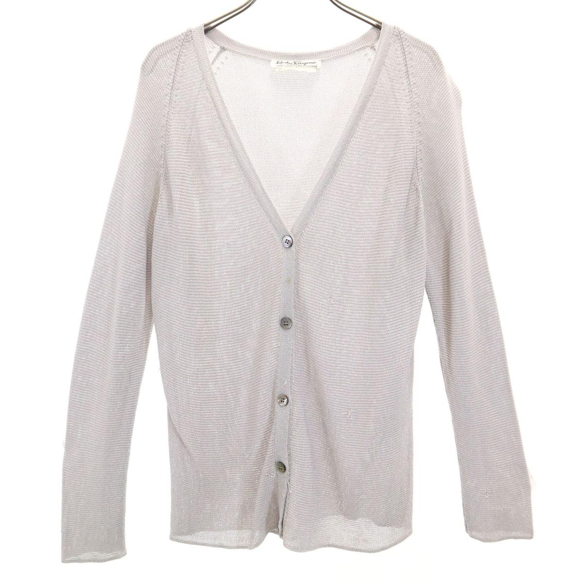 

Salvatore Ferragamo 90s Italian Silk Old Long sleeve V neck knit cardigan Women Used