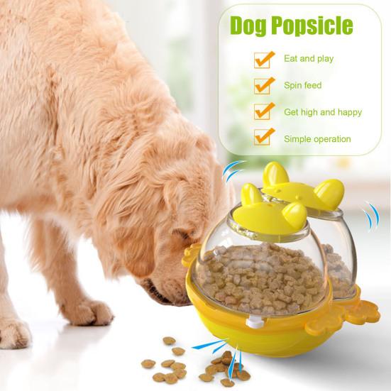 Interactive Dog Treat Toy Wobble Treat Ball Snack Dispenser Toy with Dual Hole Transparent Snack Container for Indoor Outdoor Fun