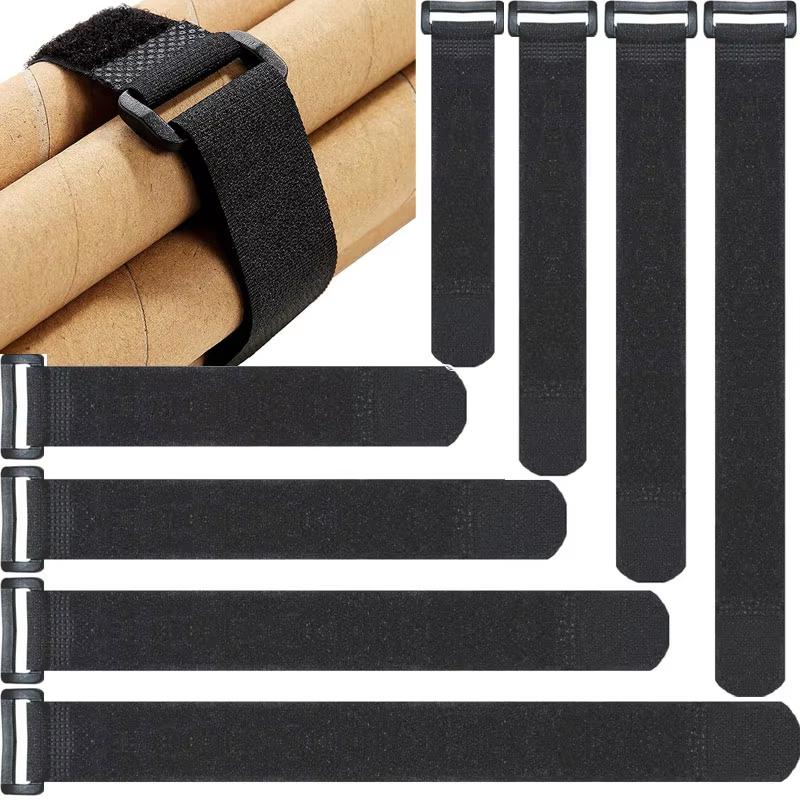 Reusable Black Nylon Hook and Loop Cinch Straps Adjustable Wire Fastener Cable Ties For Household Office Cord ArrangementStoragePinstriping Tape 3