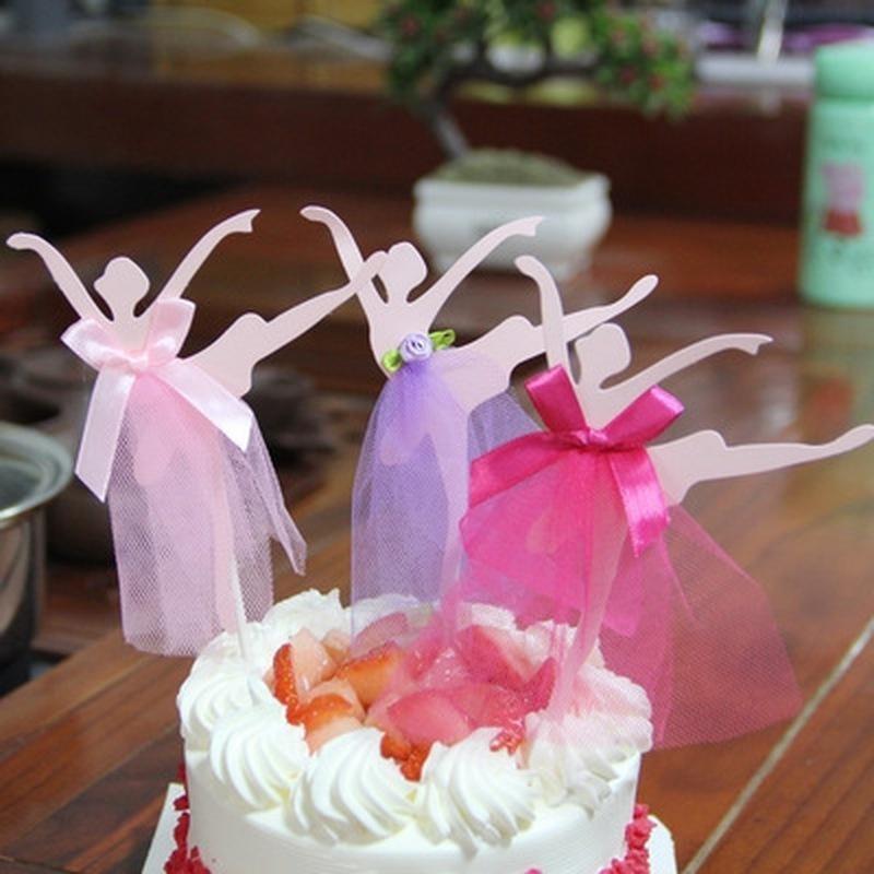 4 Pcs/lot Kitchen Baking Tools Cake Decor Ballet Girl Dress Birthday Cake Topper Cupcake Decor Baby Shower Birthday Party Favor