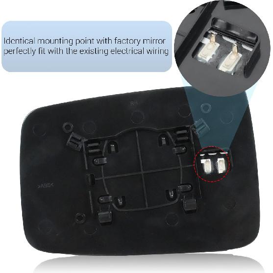 For Dodge Ram 1500/2500 Passenger Side Heated Mirror Glass | 2009-2018 Truck Mirror Replacement | Convex Design + Built-In Heater | Easy Tall