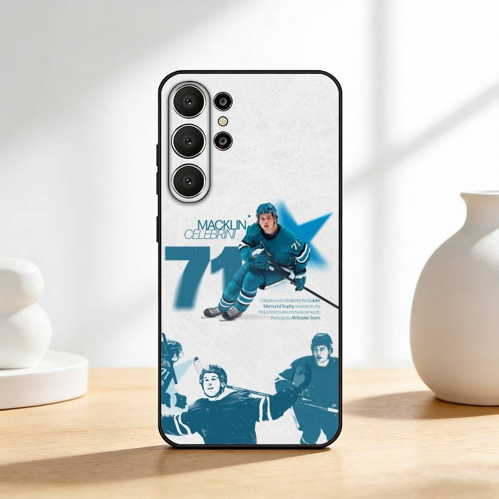 COOL M-Macklin Celebrini Phone Case For Samsung S26,S25,24,23,22,30,21,10,9,Ultra,Plus,Lite,FE Soft Black Case