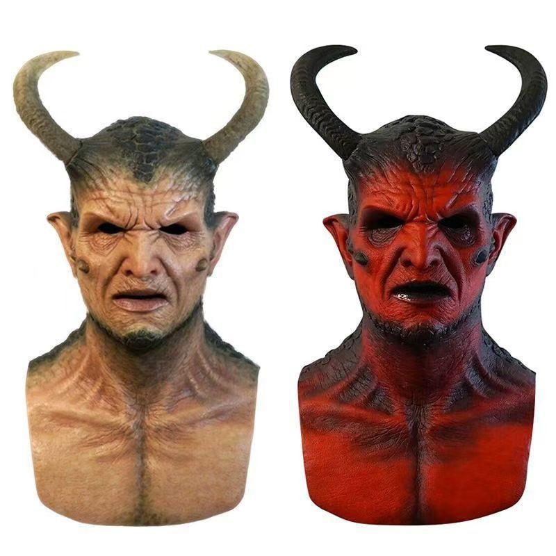Cadılar Bayramı Koyu Şeytan Maskesi Lateks Cosplay Aksesuarı Korku Partisi Kostüm Aksesuarı