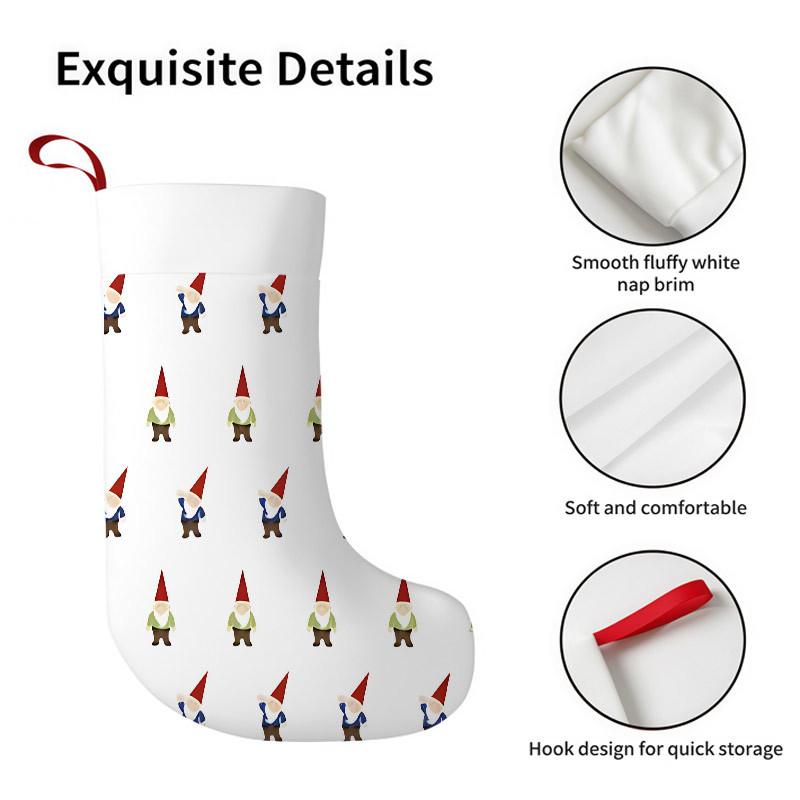 Christmas Decoration Fireplace Hanging Stocking Christmas Stockings 1pc 45.72 Cm, Gnome Pattern Red Printed Soft Xmas Gi