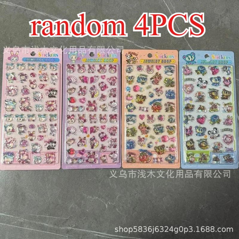 New1/4pcs Kawaii Blue Angel 3d Crystal Embossed Stickers Children'S Handbook Diy Mobile Phone Case Decoration Stickers Toy Gifts