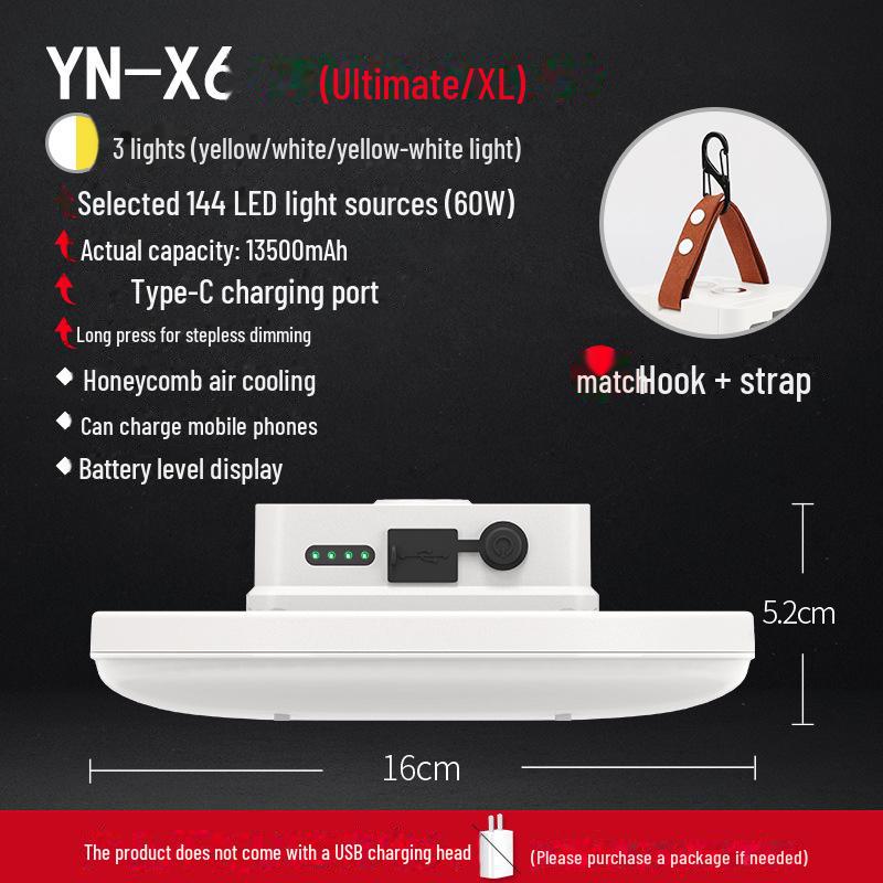 Yani LED Camping Light: Super Bright, Rechargeable, Portable Emergency Tent Light with Lithium Battery.