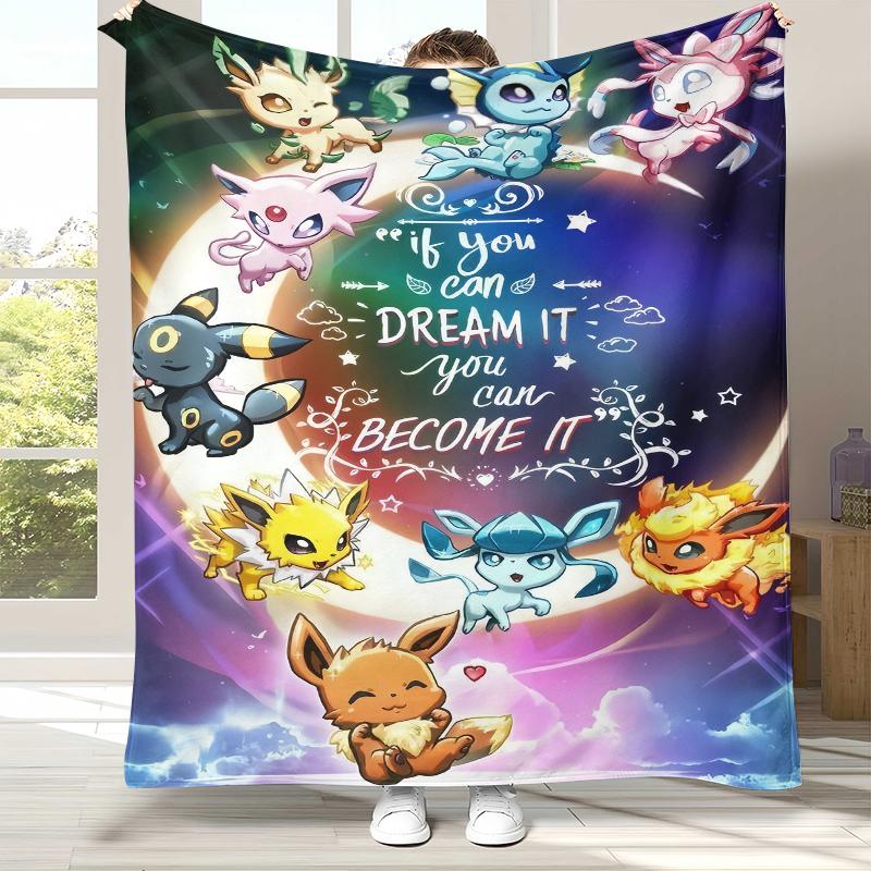 

Kawaii Pokemon Pikachu Cartoon Flannel Blanket,Ultra Soft Warm Plush Throw for Home Bedroom Bed Sofa Cover Office Camping gift 75x90cm