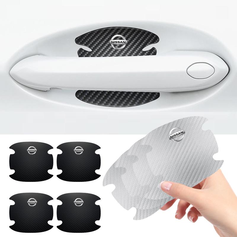 New 4PCS Car Door Handle Protection Sticker Emblem Car Styling For Nissan Sentra Altima Versa Bluebird Sunny Maxima X-Trail Pathfinder Murano Armada