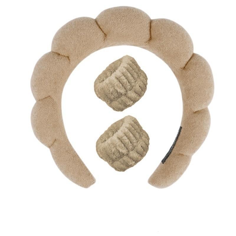 3PCS Spa Headband for Washing Face Wristband Set Sponge Makeup Headband Wrist Towels Bubble Hairband for Women Hair Accessories