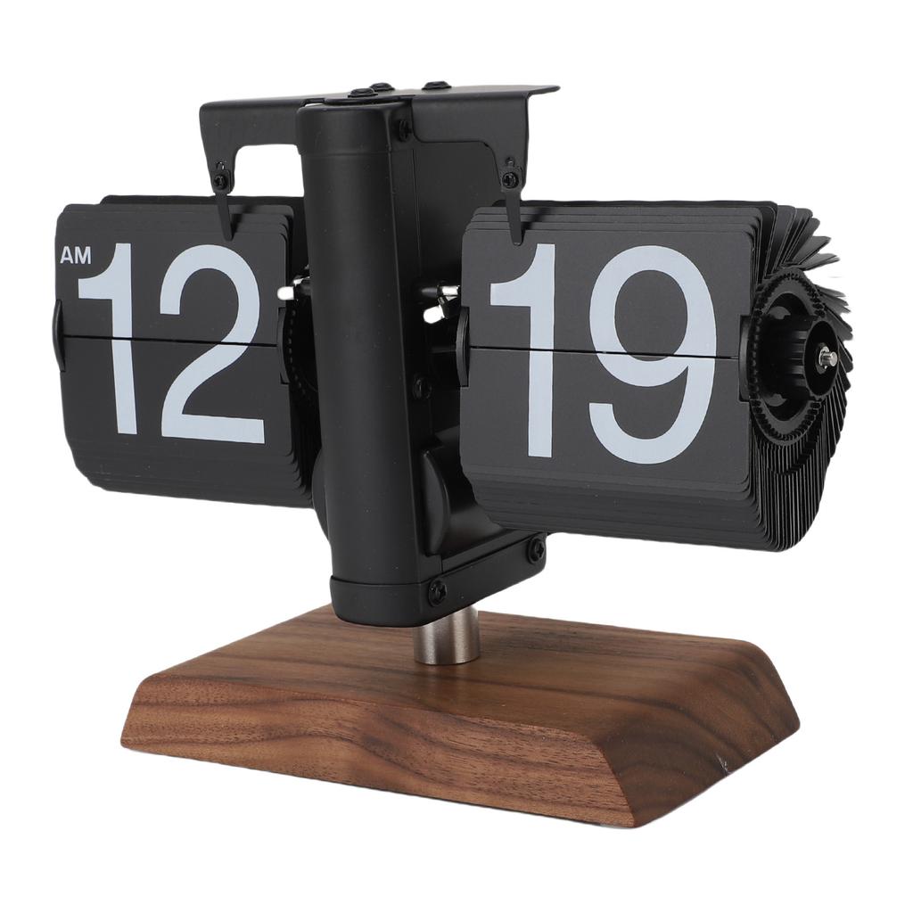 Digital   Desk Clock 12 Hours Battery Powered Retro Mechanical Auto   Down Clock with Wood Base for Living Room
