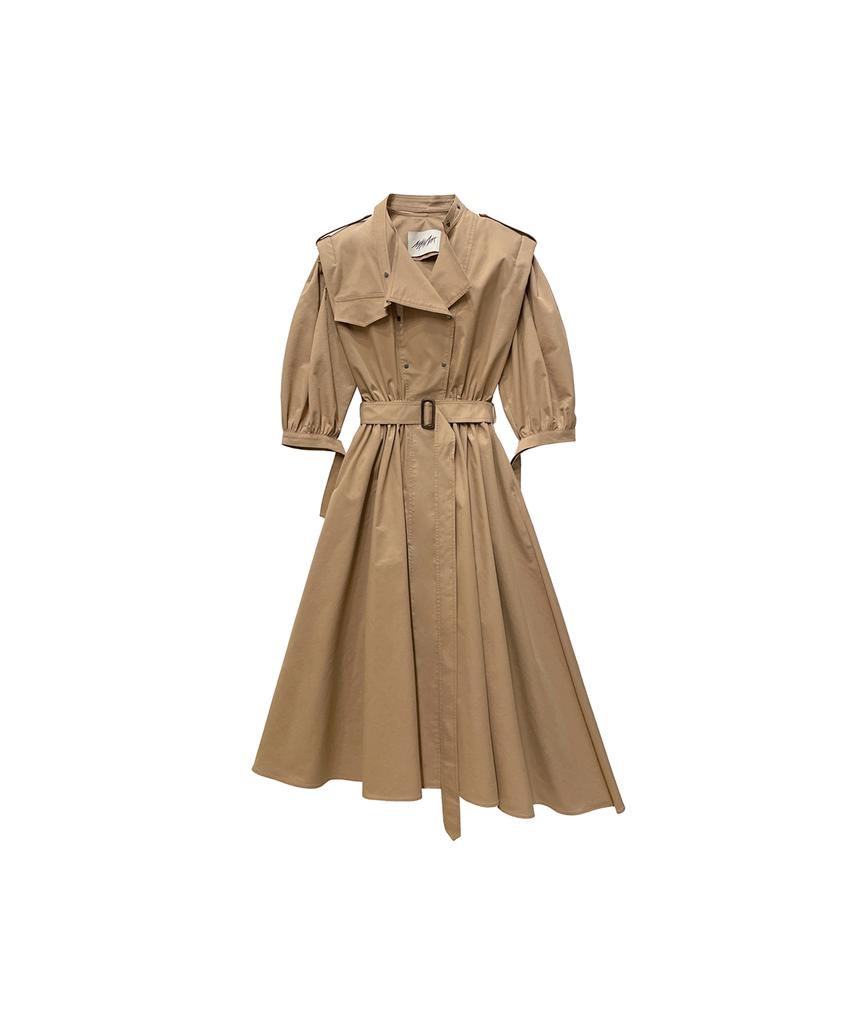Meuameu Puff Sleeve Trench Coat Dress