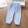 Pantaloni Sportivi Primavera ed Estate per Ragazze Pantaloni Sottili Larghi Anti-Zanzare per Ragazze Pantaloni Casual per Bambini Pantaloni alla Moda e Versatili