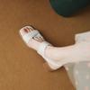 Leather Square Head Open-toed Sandals Female Summer 2025 New Versatile Thick High Heel with Fairy Style Outside Sandals Tide