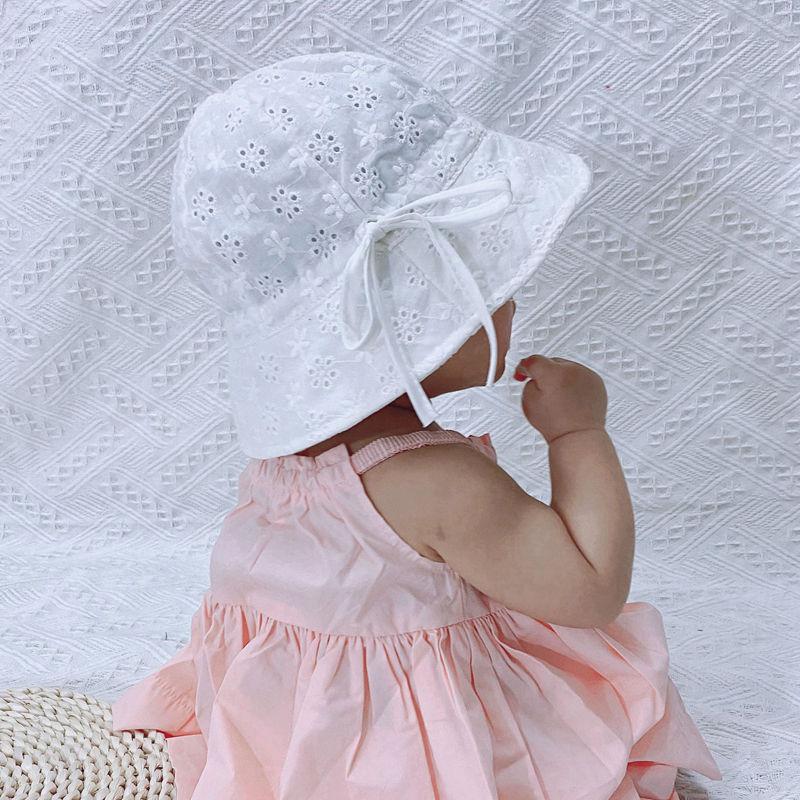 Cute Flower Baby Girl Bucket Hat Breathable Big Brim Cotton Infant Sun Hats Outdoor Travel Casual Toddler Fisherman Cap