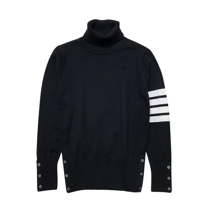 2024 Winter Korean Slim Fit Men's Casual High Neck Knit Sweater
