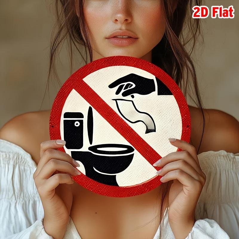 

D Flat pc Round Metal Sign Do Not Throw Paper in the Toilet Theme Suitable for Room Decoration Wall Decoration Restauran 20x20cm(8x8inch)