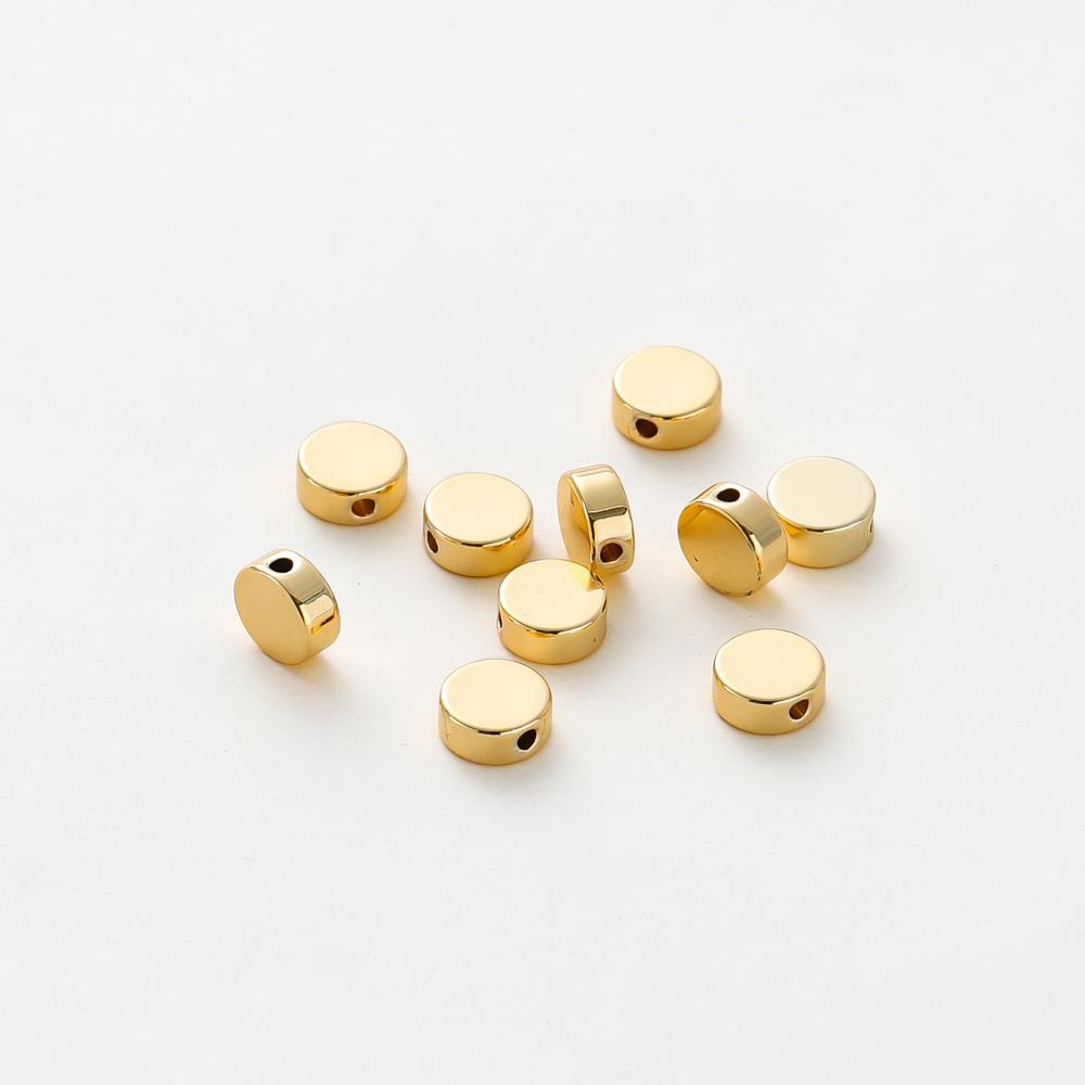 20PCS 14K 18K Gold Plated Brass Round Square Cross Flowers Beads Spacer Beads Jewelry Making Supplies DIY Necklaces Findings