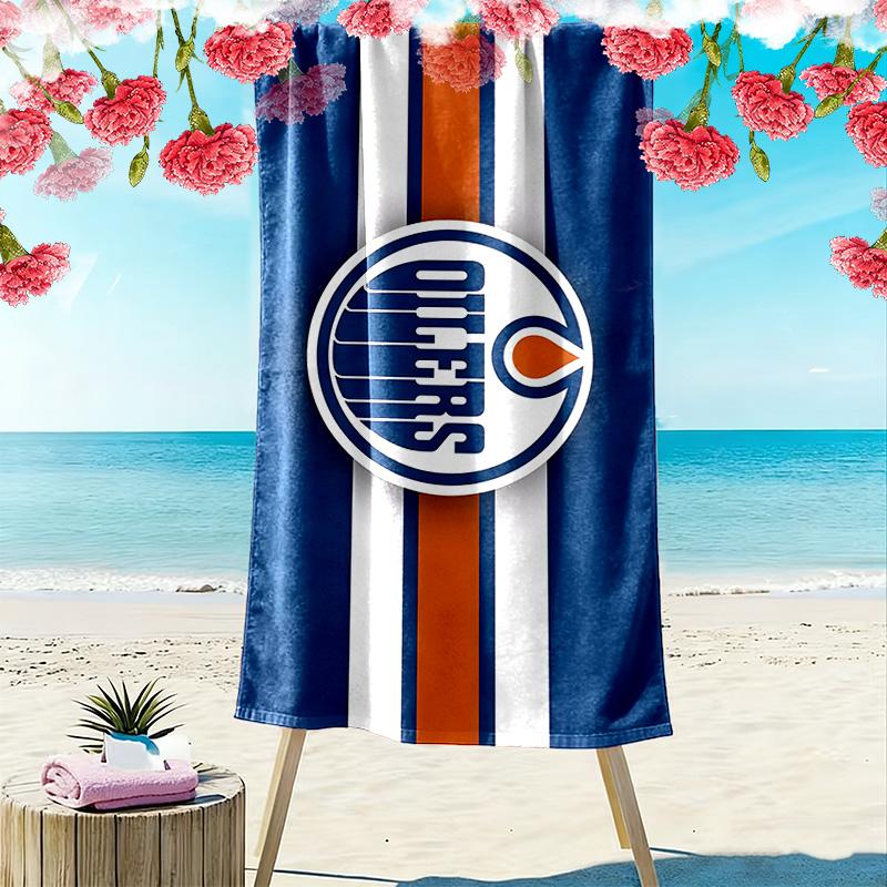 Edmonton Oilers Print Beach Towel, Large Soft Quick Dry Towel for Beach Camping Swimming