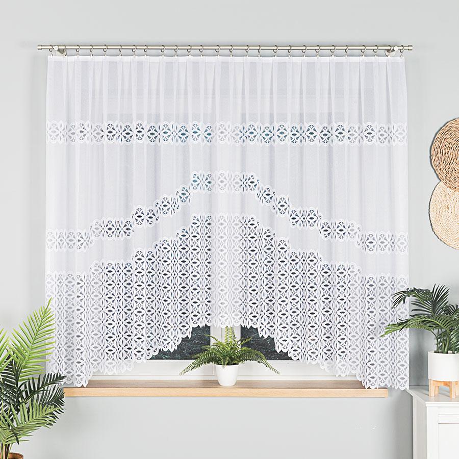 Adrianna - Ready-made curtain - White - Openwork strip - 300X160