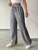 Pantalones de Mujer de Cuadros de Tiro Alto y Pierna Recta - Moda Casual para Primavera, Otoño, Invierno y Vuelta al Cole