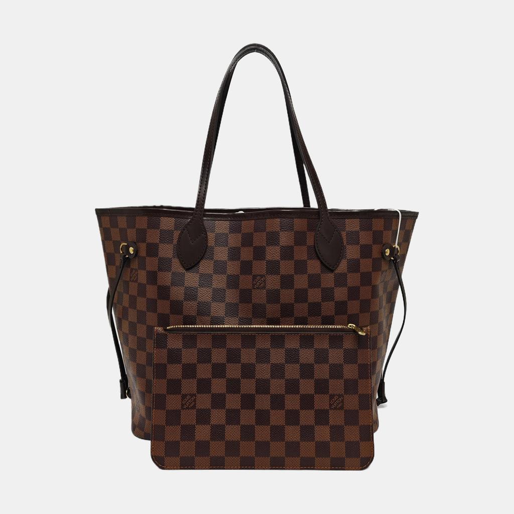 [Pre-Owned] Neverfull Mm Checkered Coated Canvas With Leather Trim Tote Bag - Very Good #W0D97T