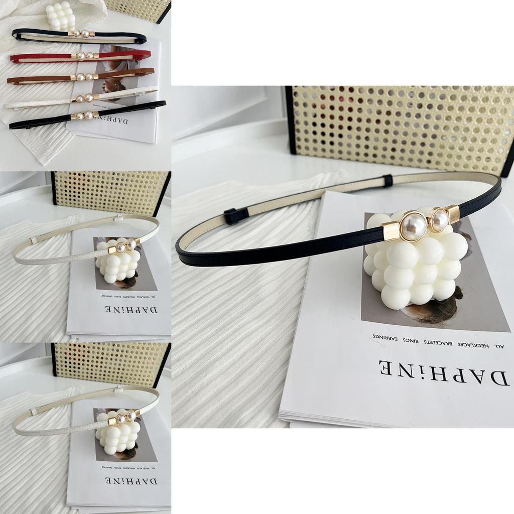 Stunning Matte Black Women's Belt With Elegant Pearl Buckle Perfect For Summer Outfits