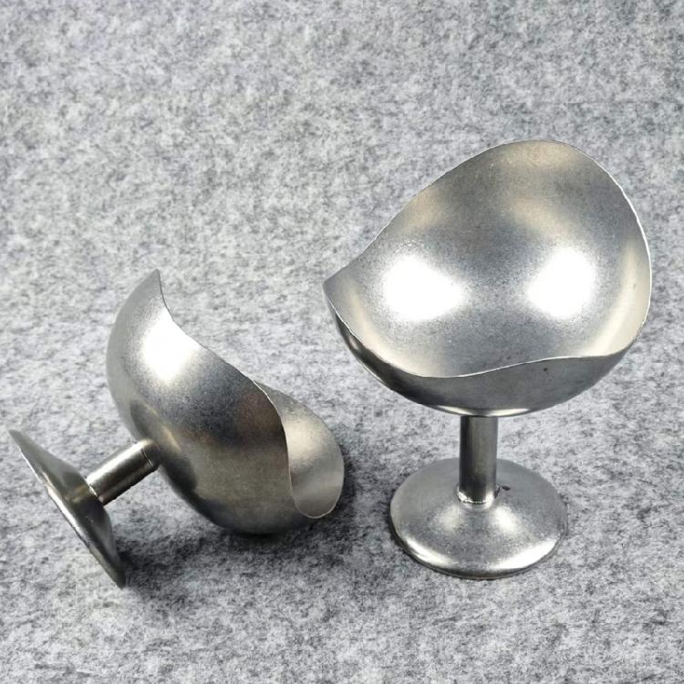 Distinctive Footed Dessert Bowl with Irregular Border and Distressed Steel Finish for Cold Sweet and Light Fare Service