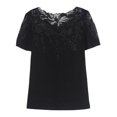 Summer Female Lace T Shirts Short Sleeve Embroider Lady Tops