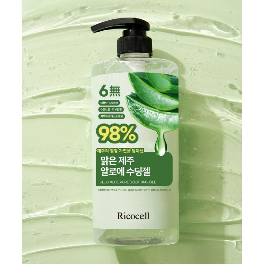 Ricocell Ricocell Hipoalergiczny Przezroczysty Żel Łagodzący Jeju Aloe 98 Łagodzący + Pielęgnacja Nawilżająca 1000ml 2