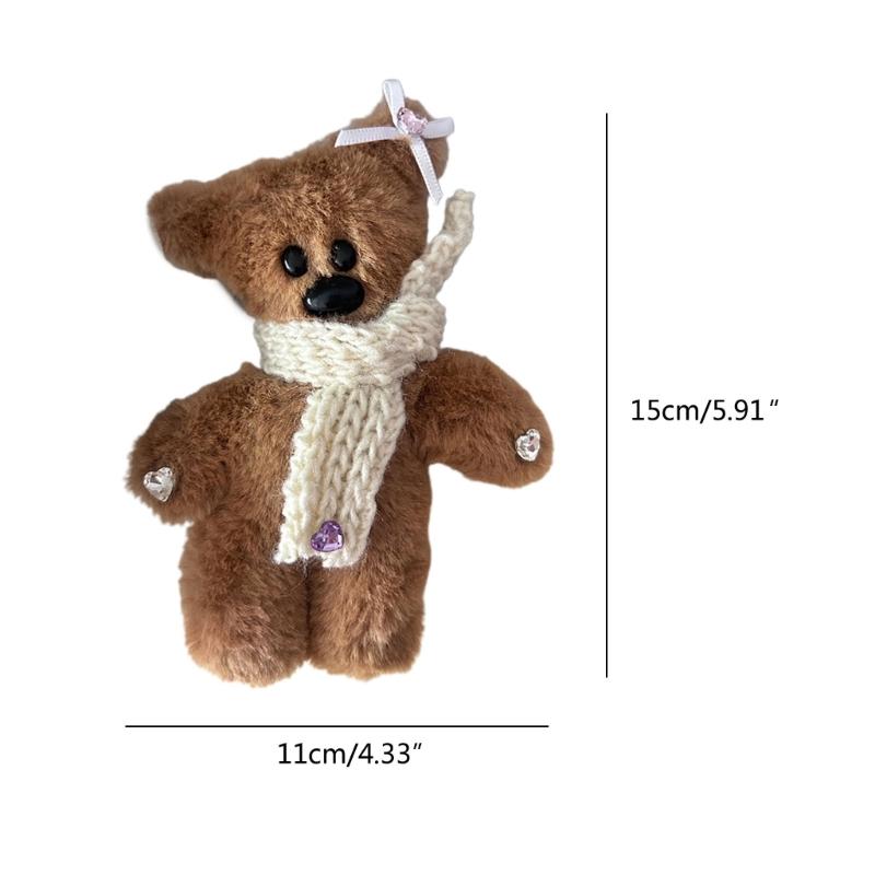 Y2k Scarf Plush Bear Hair Clip Soft Cute Show Small Face Bangs Hair Clip Hair Accessories Scarf Bear Barrette for Girl