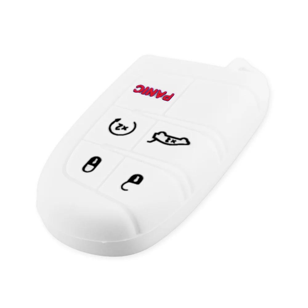 Silicone Car Key Case Cover For Jeep Grand Cherokee Dodge JCUV Dart Journey Chrysler 300C Fiat 5 Button Remote Fob Shell