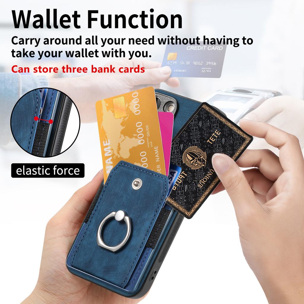 Magnetic Ring Holder Cards Solt Wallet Protective Leather Case for IPhone 17 Pro Max 16 Plus 15 14 13 12 11 Air 16E Phone Cover