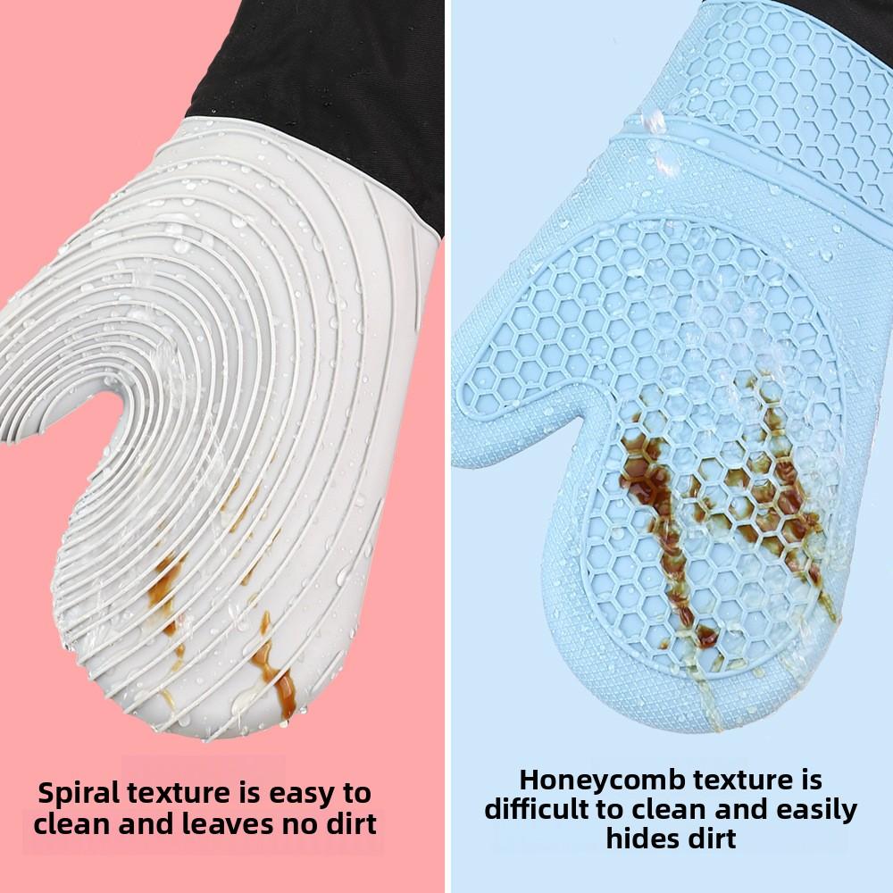 Silicone Cotton Cloth Thermal Insulation Gloves Microwave Oven Anti-scalding Kitchen High Temperature Resistant Thickened Baking Gloves