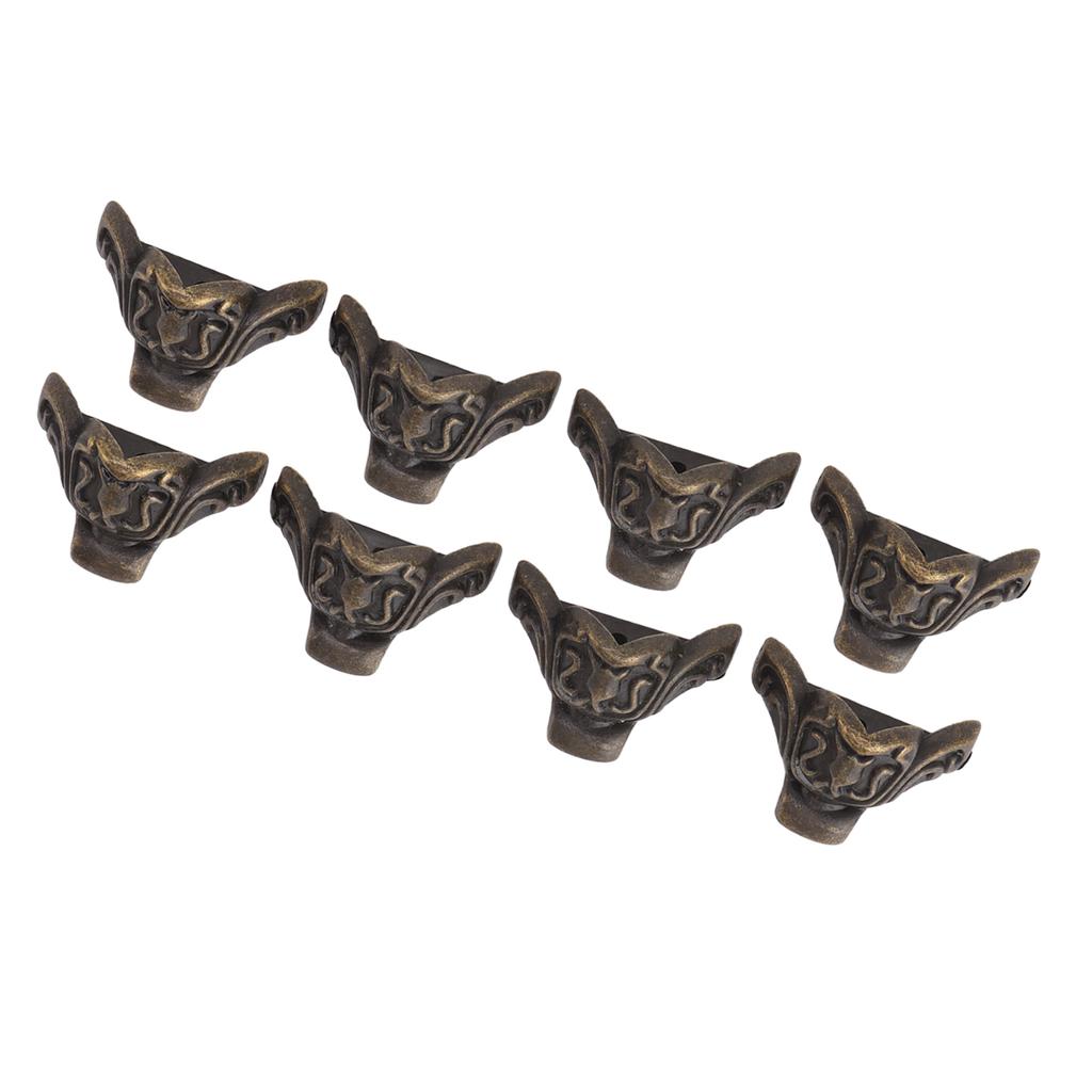 8pcs Jewelry Case Hardware Feet Bronze Zinc Alloy Decorative Legs Corner Protector Feet for Boxes Small Cabinets