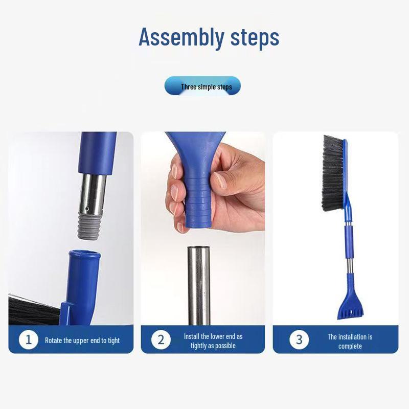 Zwei-in-Eins Tragbarer Eiskratzer & Schneeschaufel mit Langem Griff zur Winterlichen Schneeräumung