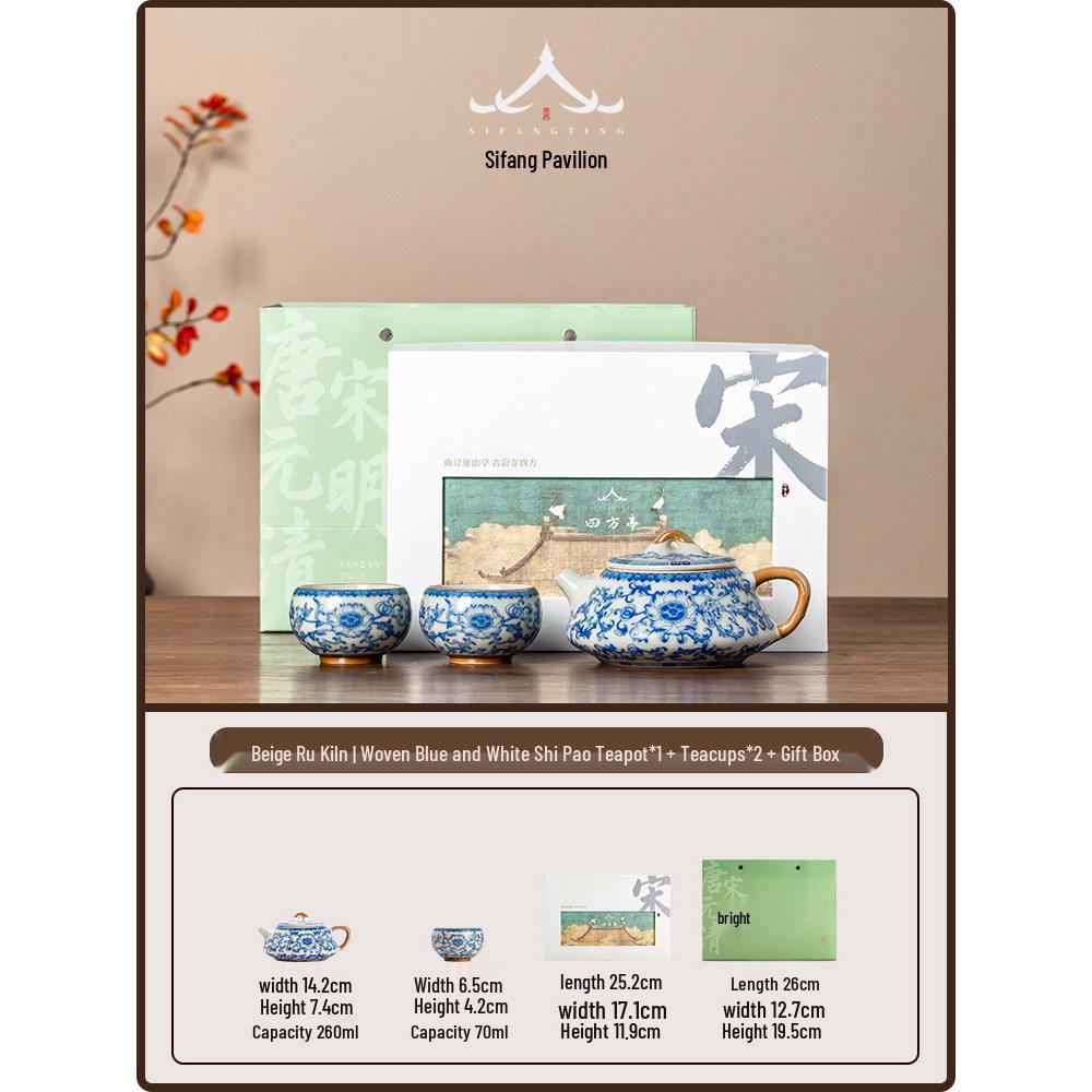 Jun Ware Blue and White Teapot: Chinese High-End Large Size for Brewing Tea Kung Fu Style 2026