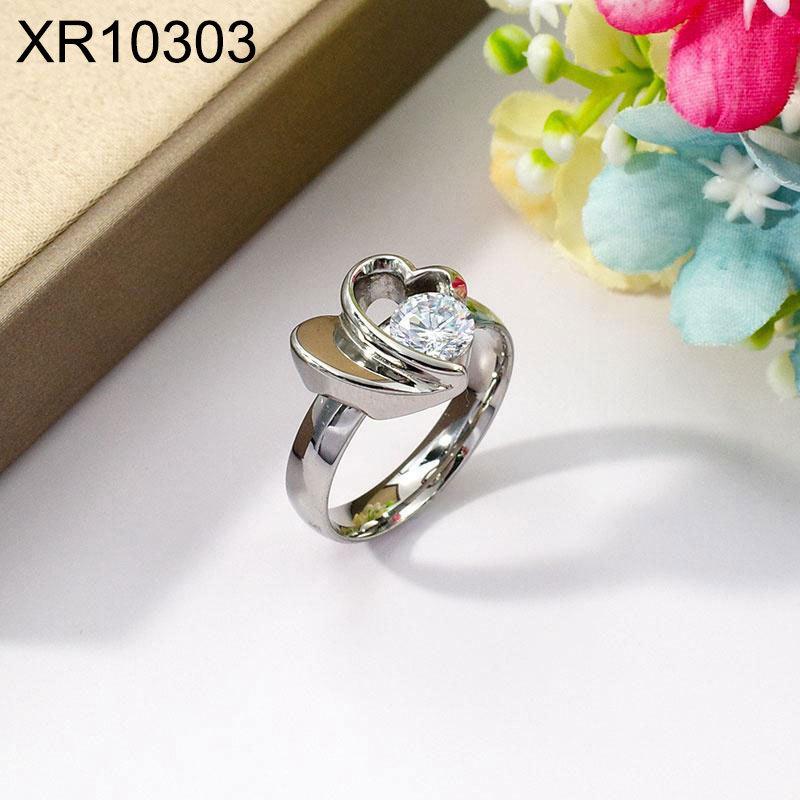 Elegant Gold  Silver Heart Zirconia Ring for Women - 316L Titanium Steel Versatile Wedding  Fashion Ring Size 6