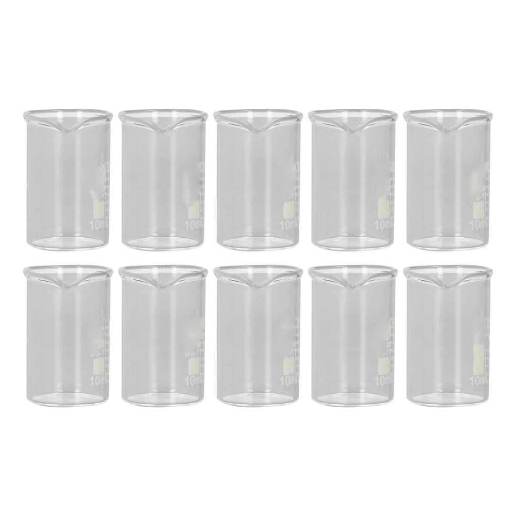 10PCS Beaker Borosilicate Glass Clear Scale Laboratory Beaker for Academic Industrial Experiment 10ml