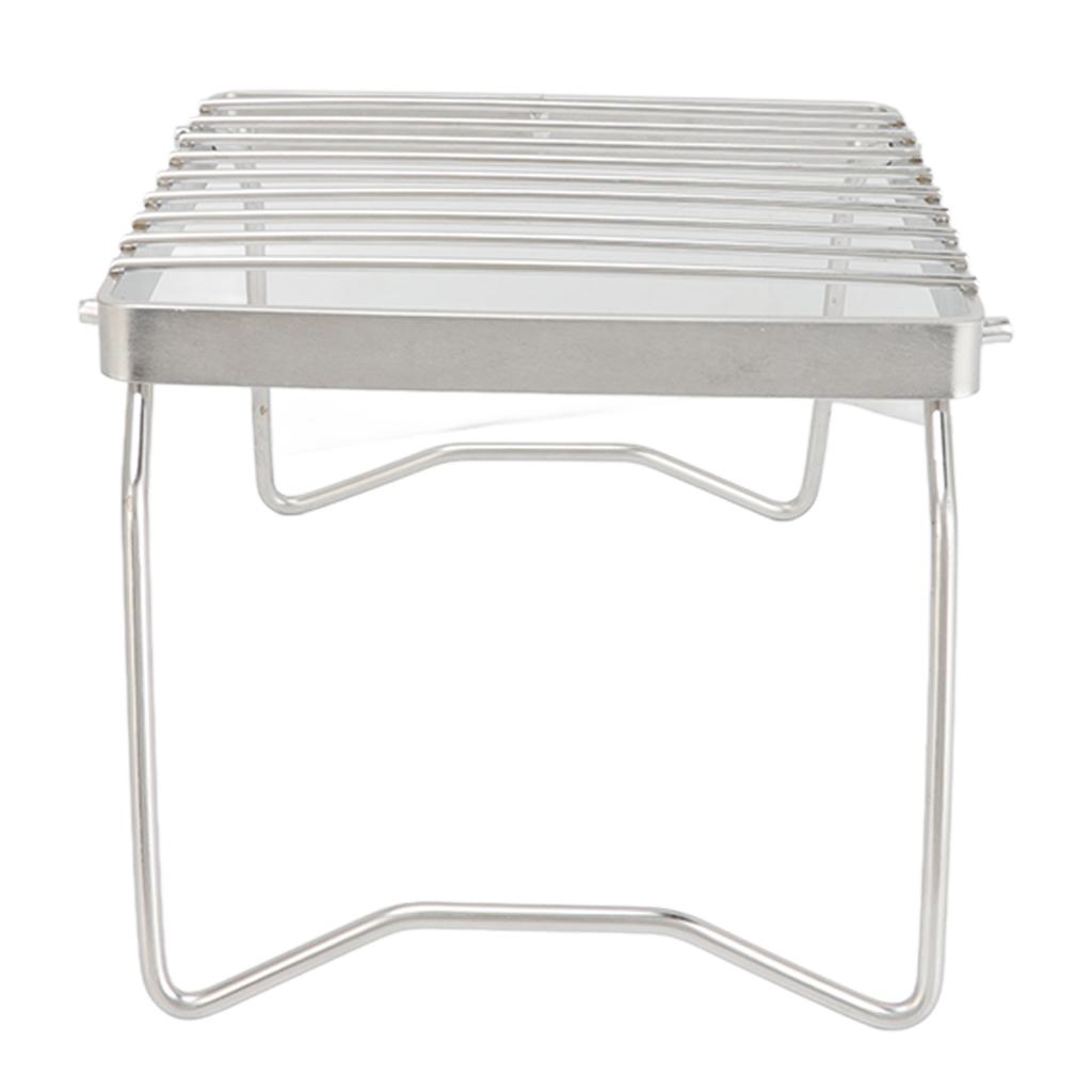 Folding Campfire Grill Stainless Steel Grid Shaped Camping Grill Grate Picnic QQB Grate for Outdoor