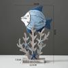 Mediterranean Wood Fish Coral Statue Shell Miniature,Ocean Animal Crafts Ornaments Living Room Children's Bedroom Decoration