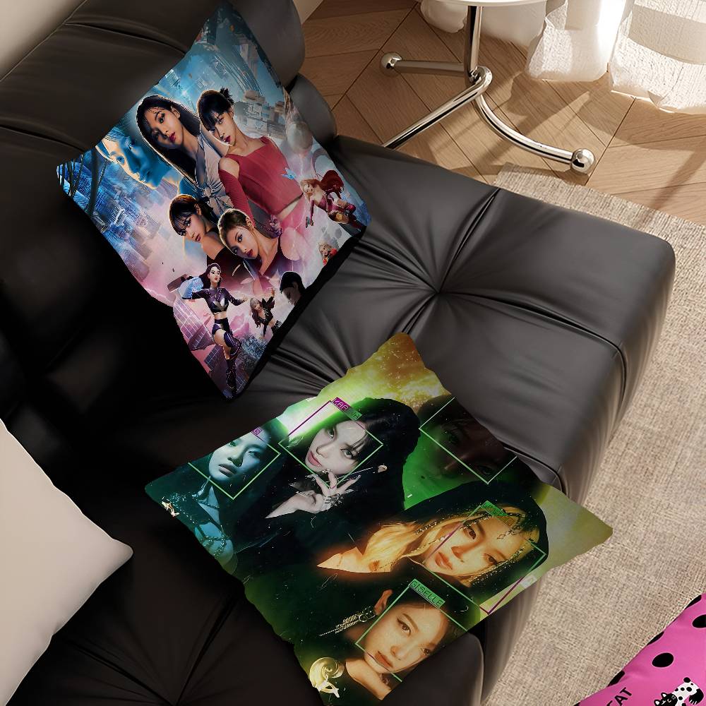Kpop Style Group A-Aespas Pillow Cushion Cover Pillowcase Living Room Sofa Home Decor