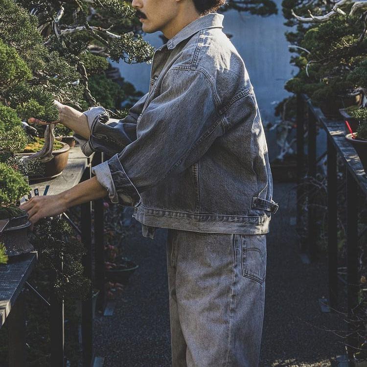 Levis X Beams Collaboration SS25 One-Sided Flap Pocket Design Button Closure Denim Jacket Men Jackets Gray 11-18-3196-291